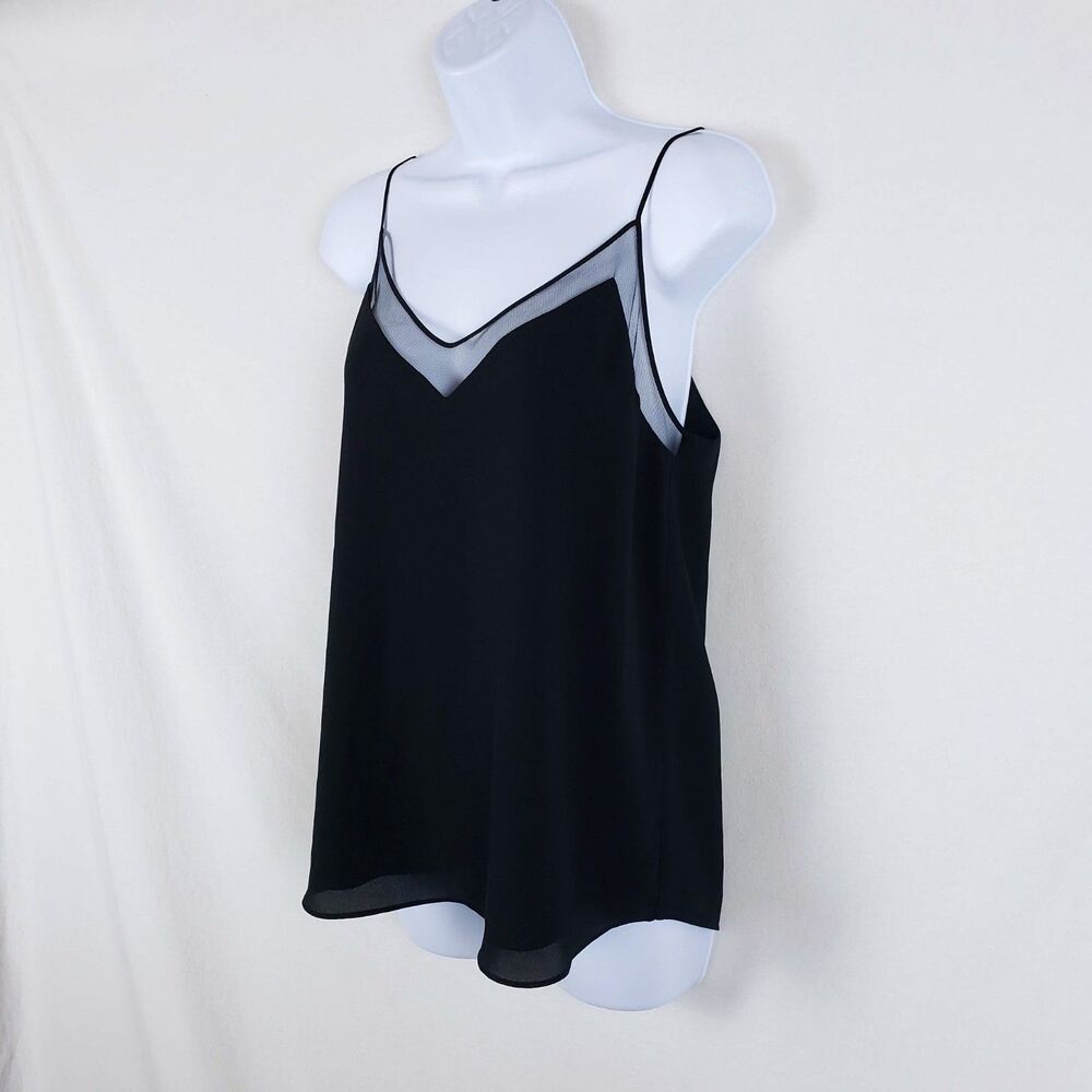 Babaton Sleek Minimalist Camisole Womens S Black Mesh Trim Office Elevated Basic